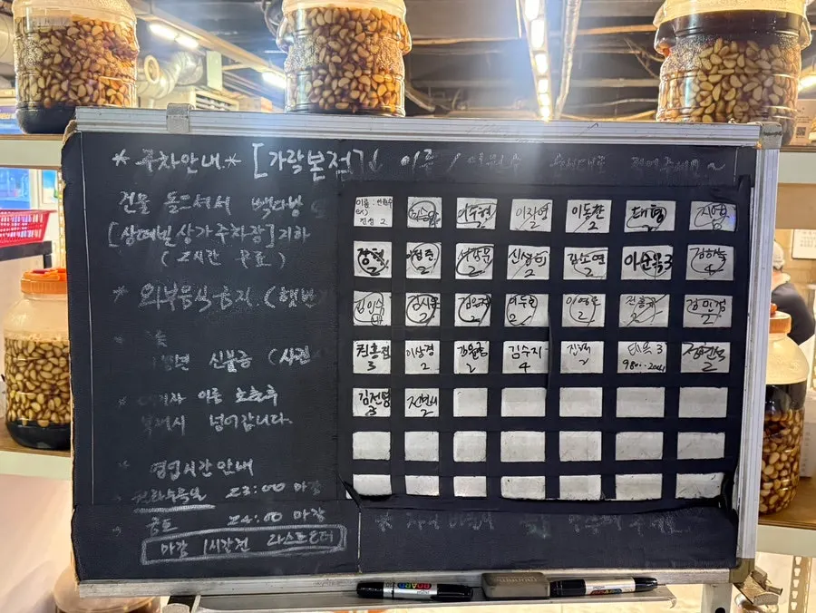 Business hours sign at Jinseong Hanwoo Gopchang