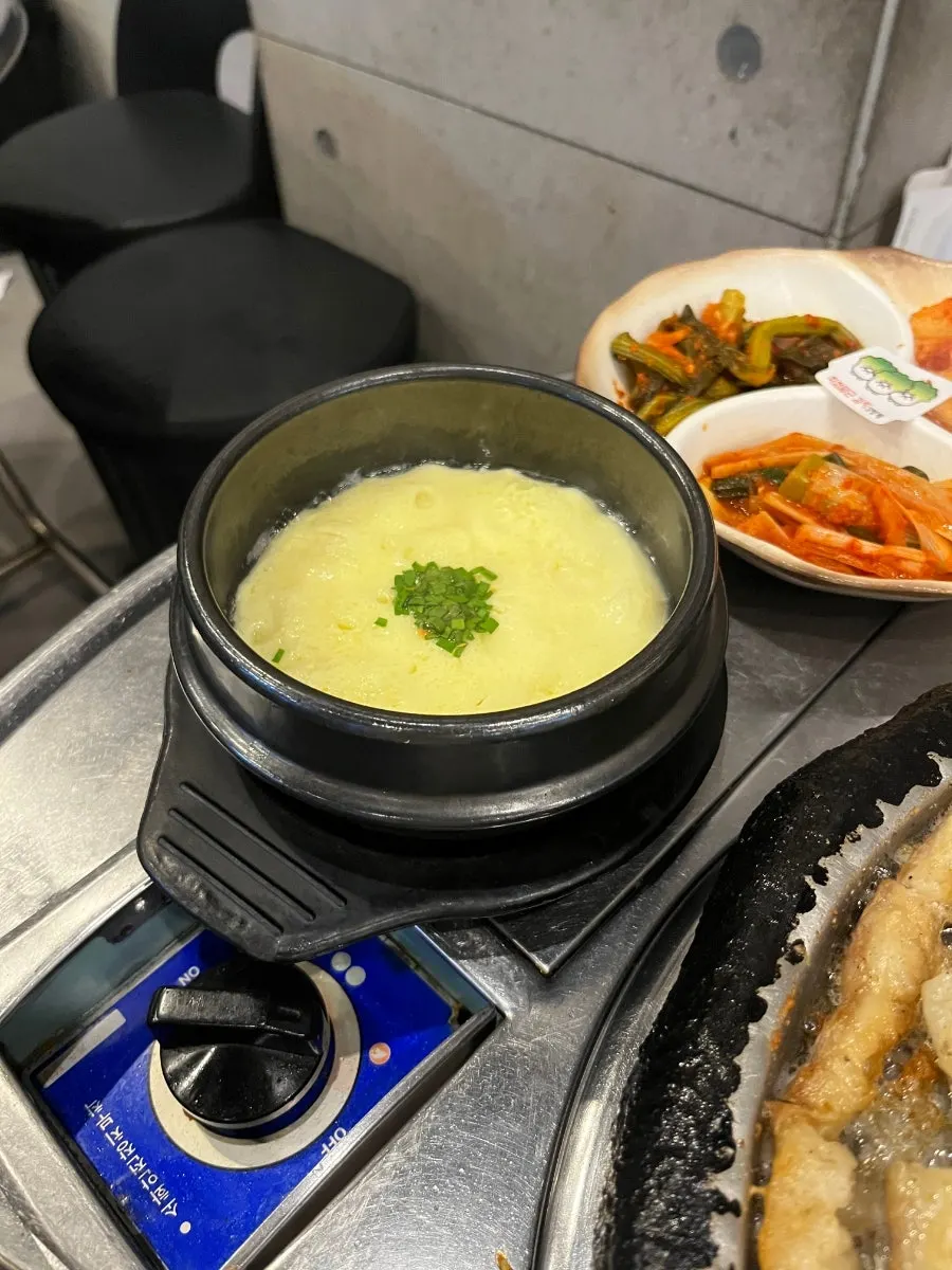 Complimentary fluffy steamed egg
