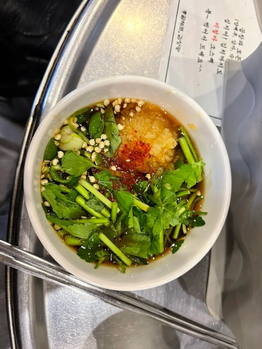 Basic table setting with house-made kimchi