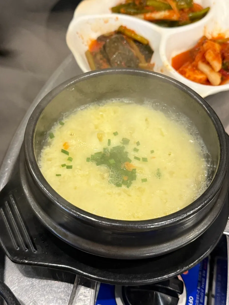 A plate of kimchi served alongside the gopchang