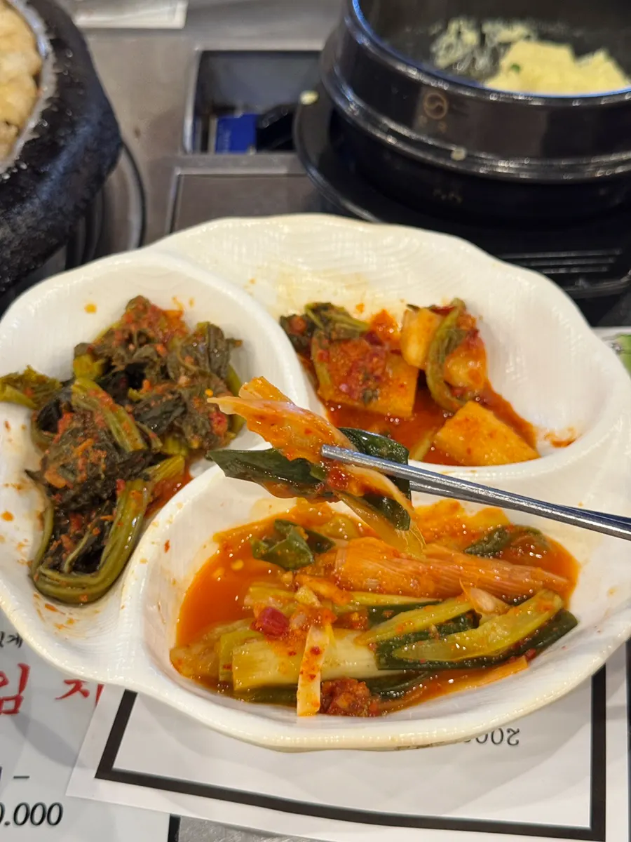Crunchy scallion kimchi and gat-kimchi