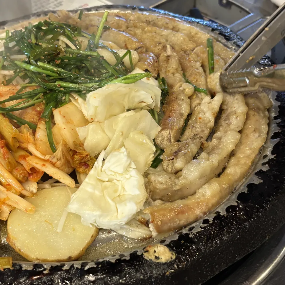 곱이 꽉 찬 한우곱창 단면
