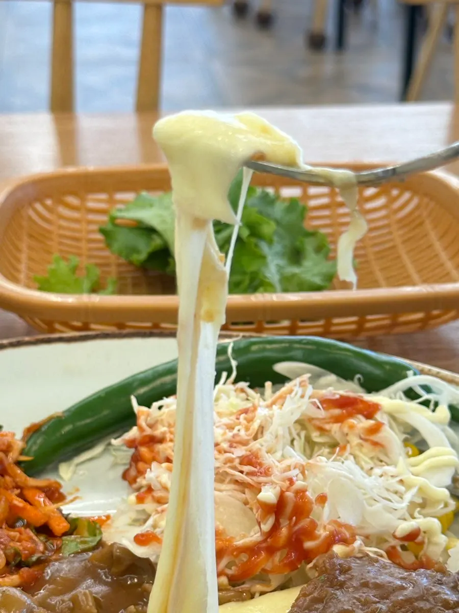 Cross-section of the cheese katsu packed with cheese