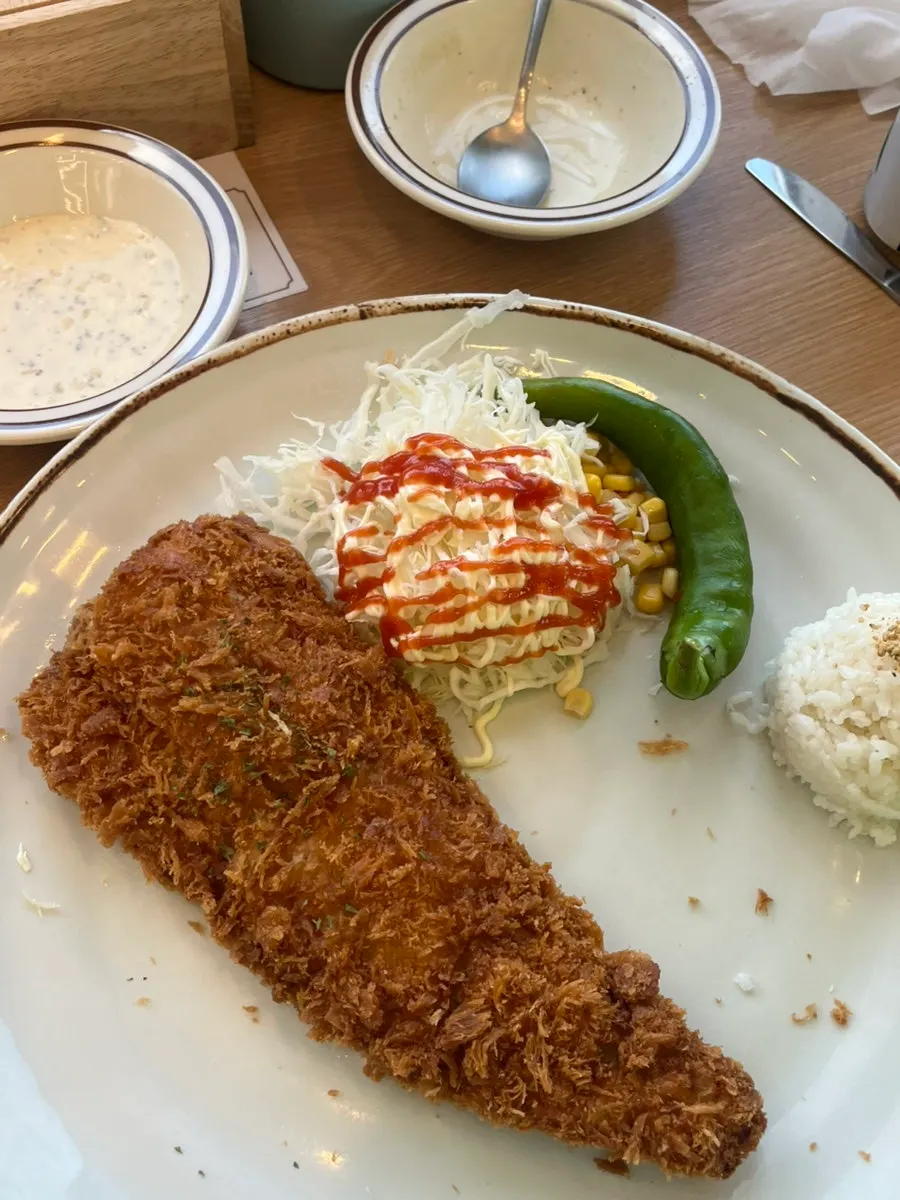 Close-up of a crispy fried katsu
