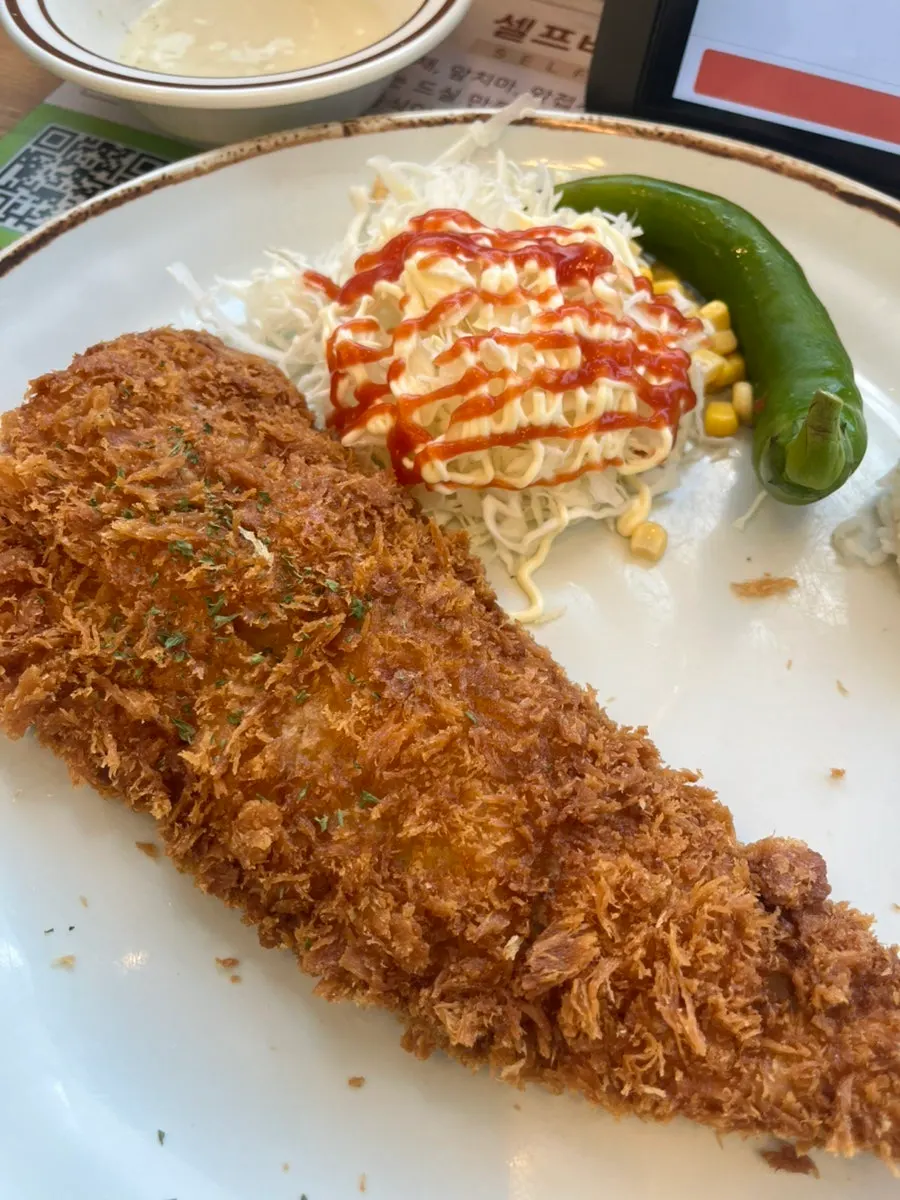 Katsu sauce served separately on its own plate