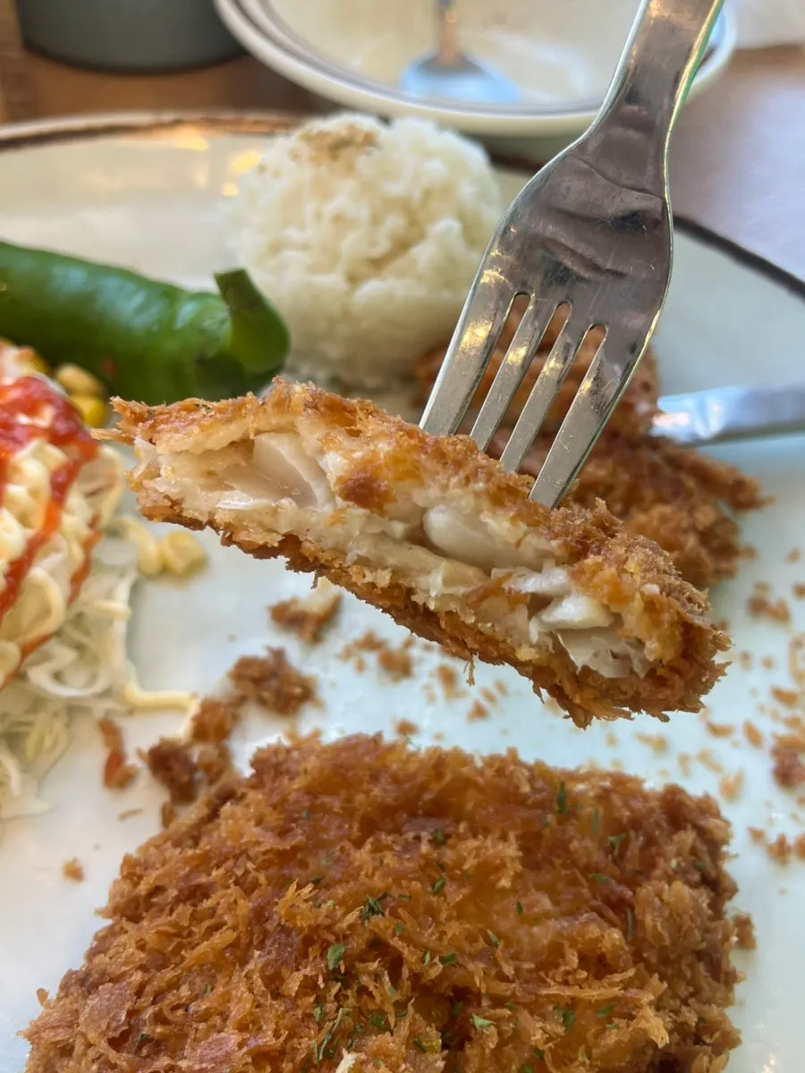 The oversized fish cutlet at Jinsim Wang Donkatsu