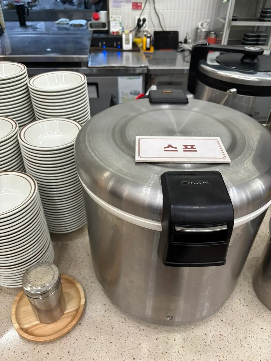 Warm soup at the self-serve bar