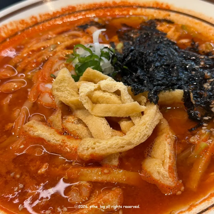 돈까스와 칼국수 조합 테이블