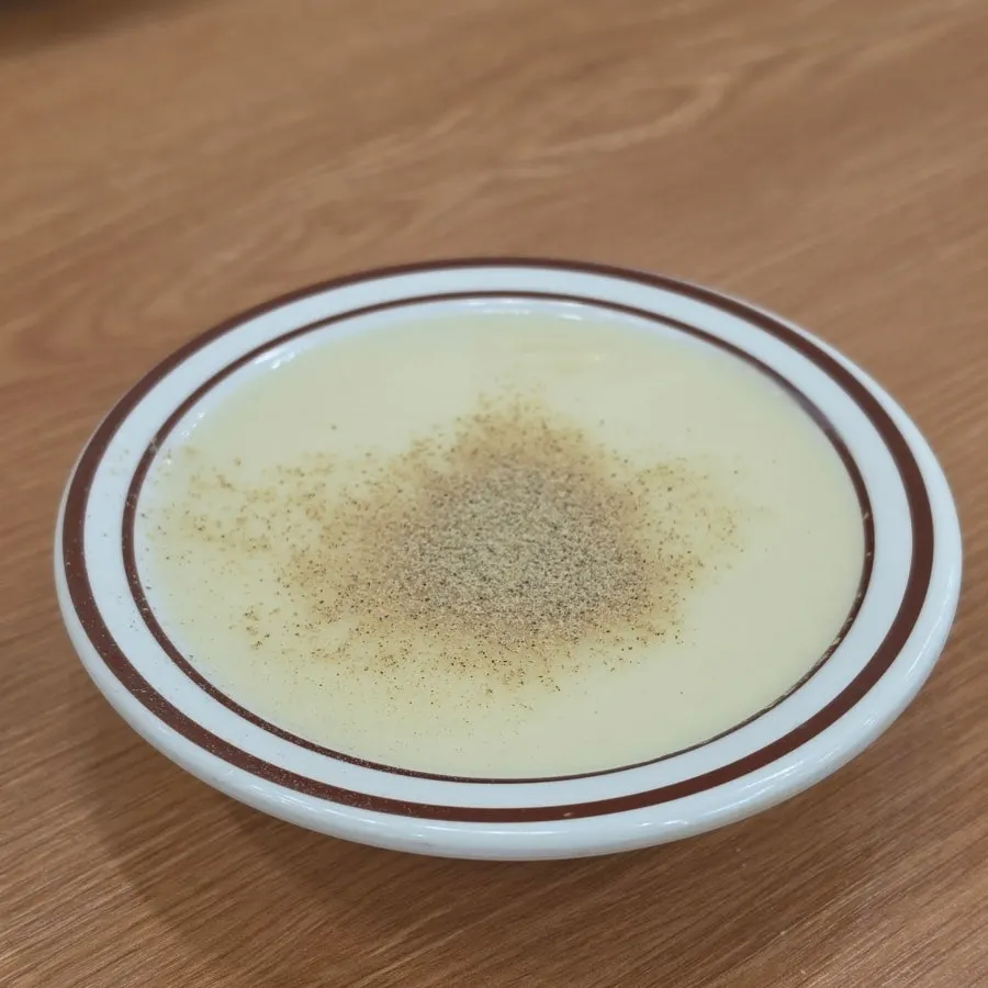 Cream soup scooped into a bowl