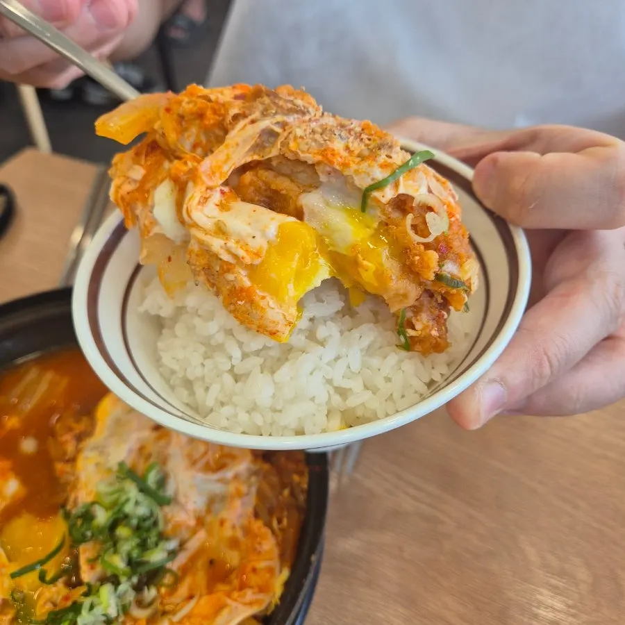 Close-up of kimchi nabe with egg