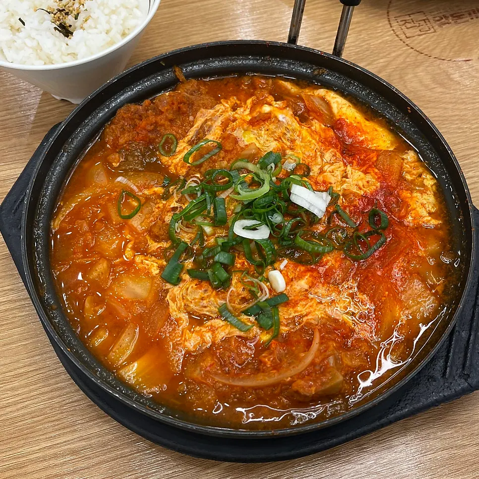 A bowl of Jinsim Tonkatsu Kimchi Nabe