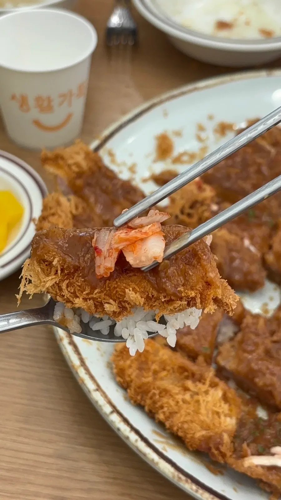 Primer plano del empanizado crocante del donkatsu