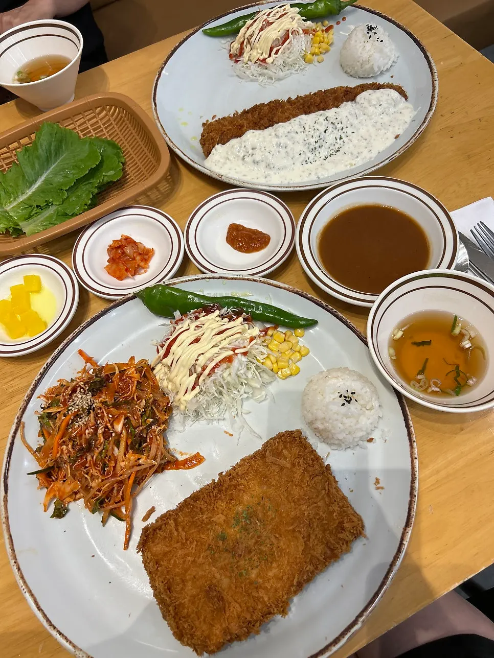 Main dishes laid out on the table