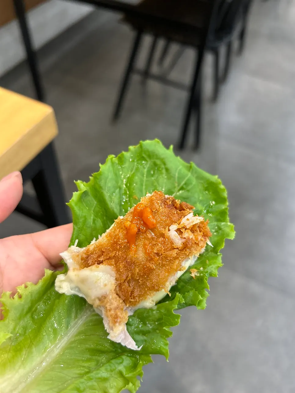 Eating jjolmyeon together with cheese cutlet