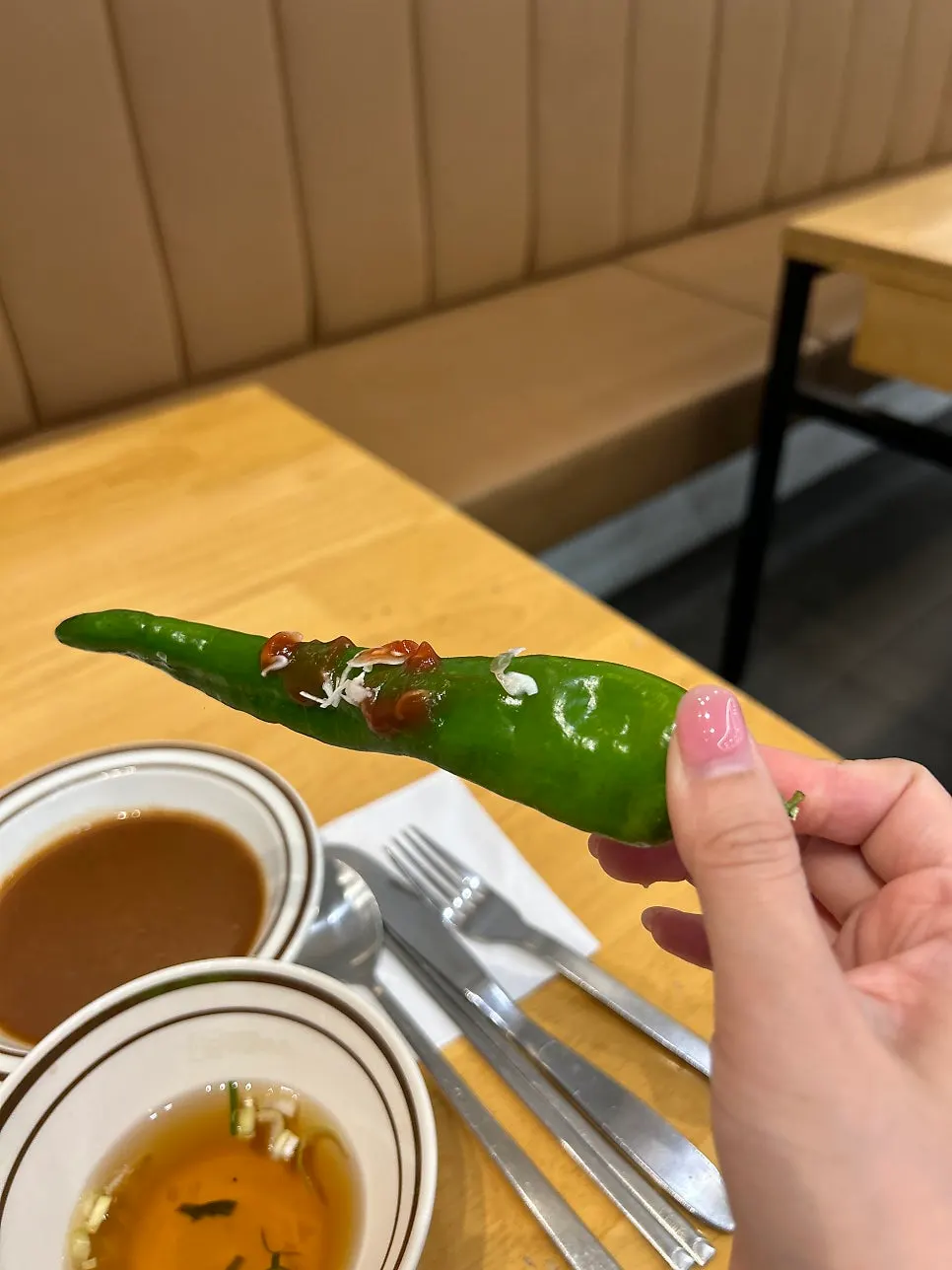 Ssam donkkaseu wrapped in lettuce