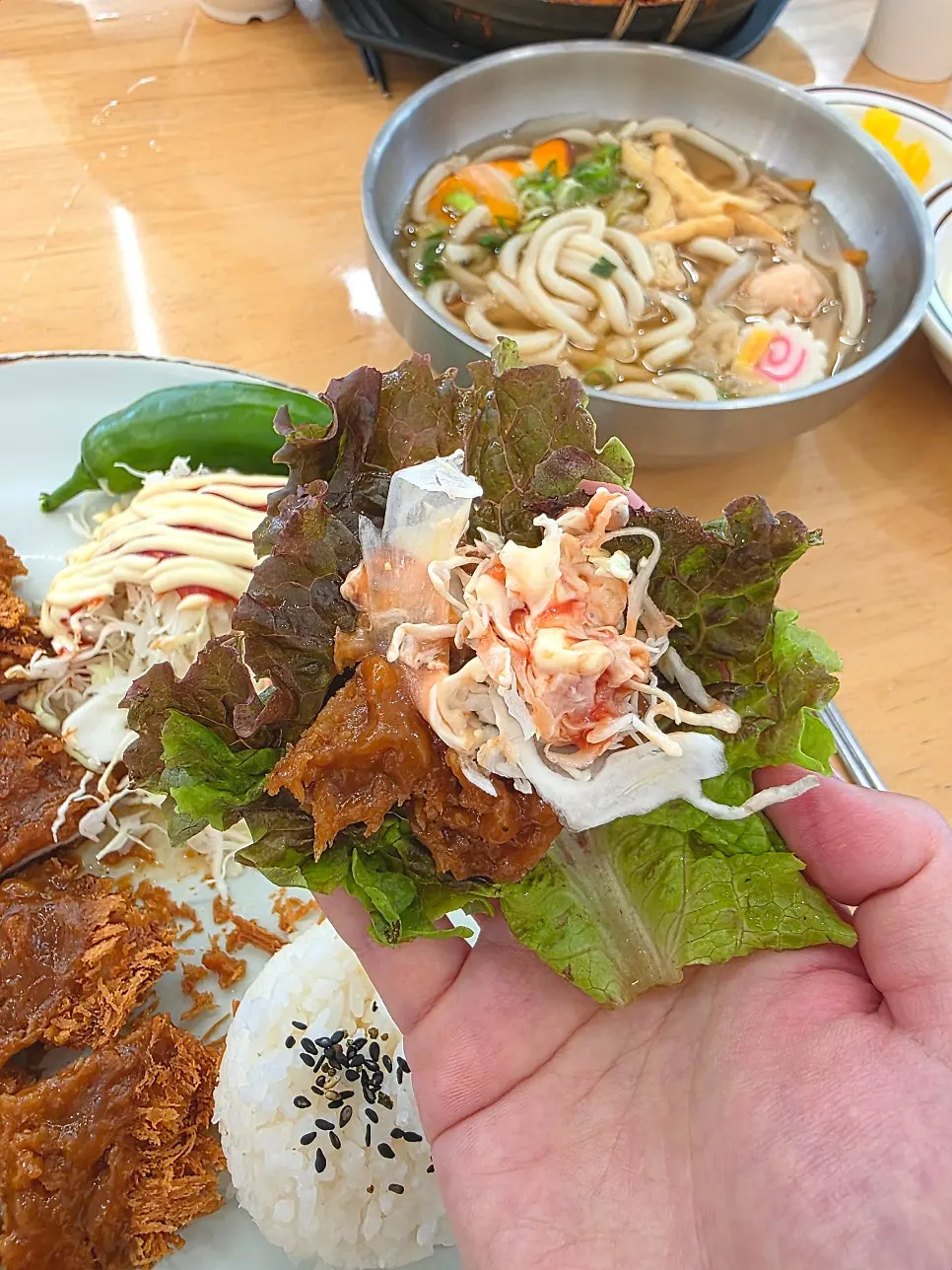 A piece of cutlet with sweet sauce