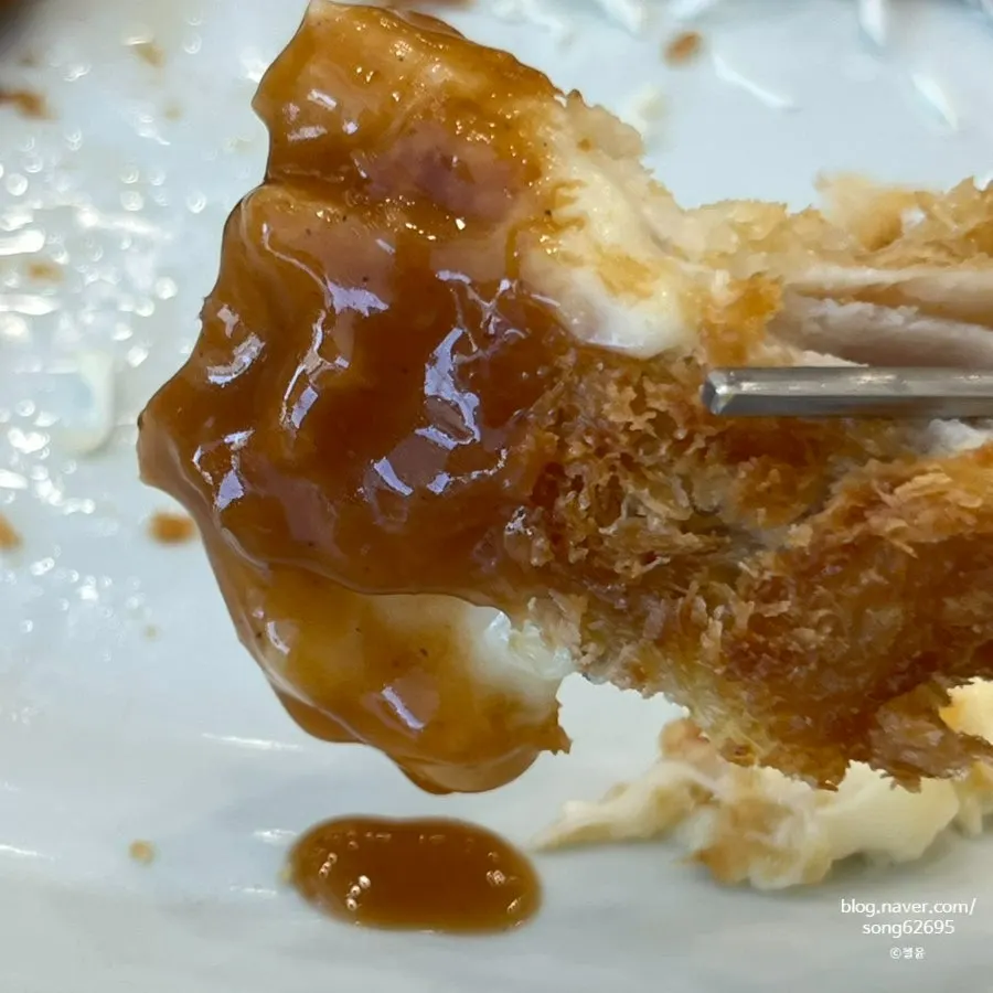 A piece of cheese cutlet dipped in sauce