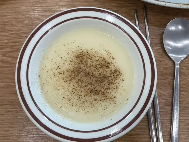 Cream soup ladled from the self bar