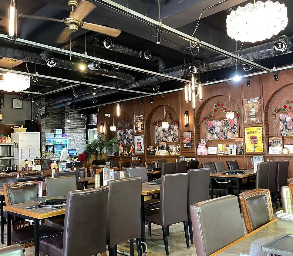 Cozy restaurant interior during lunchtime