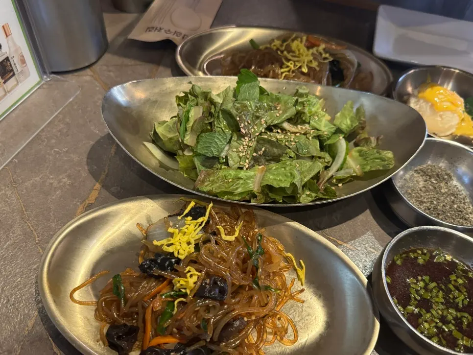 Japchae served as an individual plate per person
