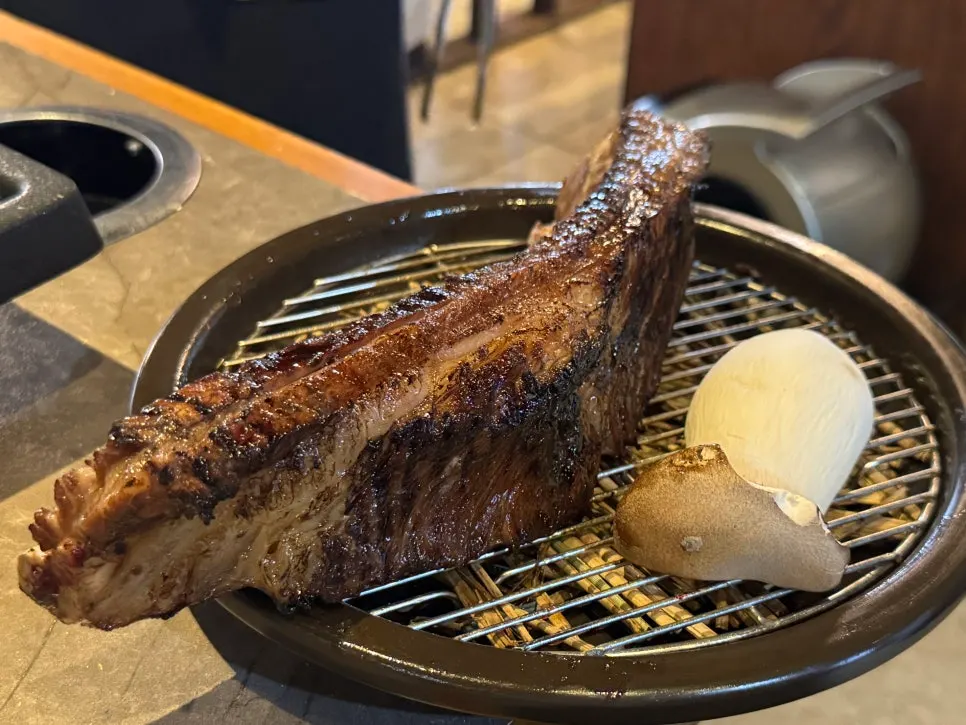 Marinated beef ribs cut by staff