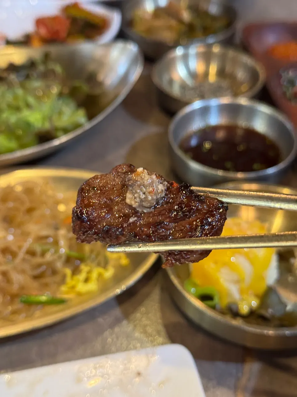 Uedae galbi paired with the sauces