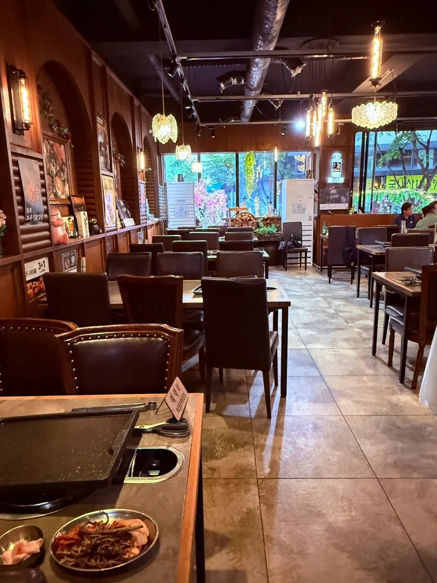 Clean wood-tone interior of the restaurant