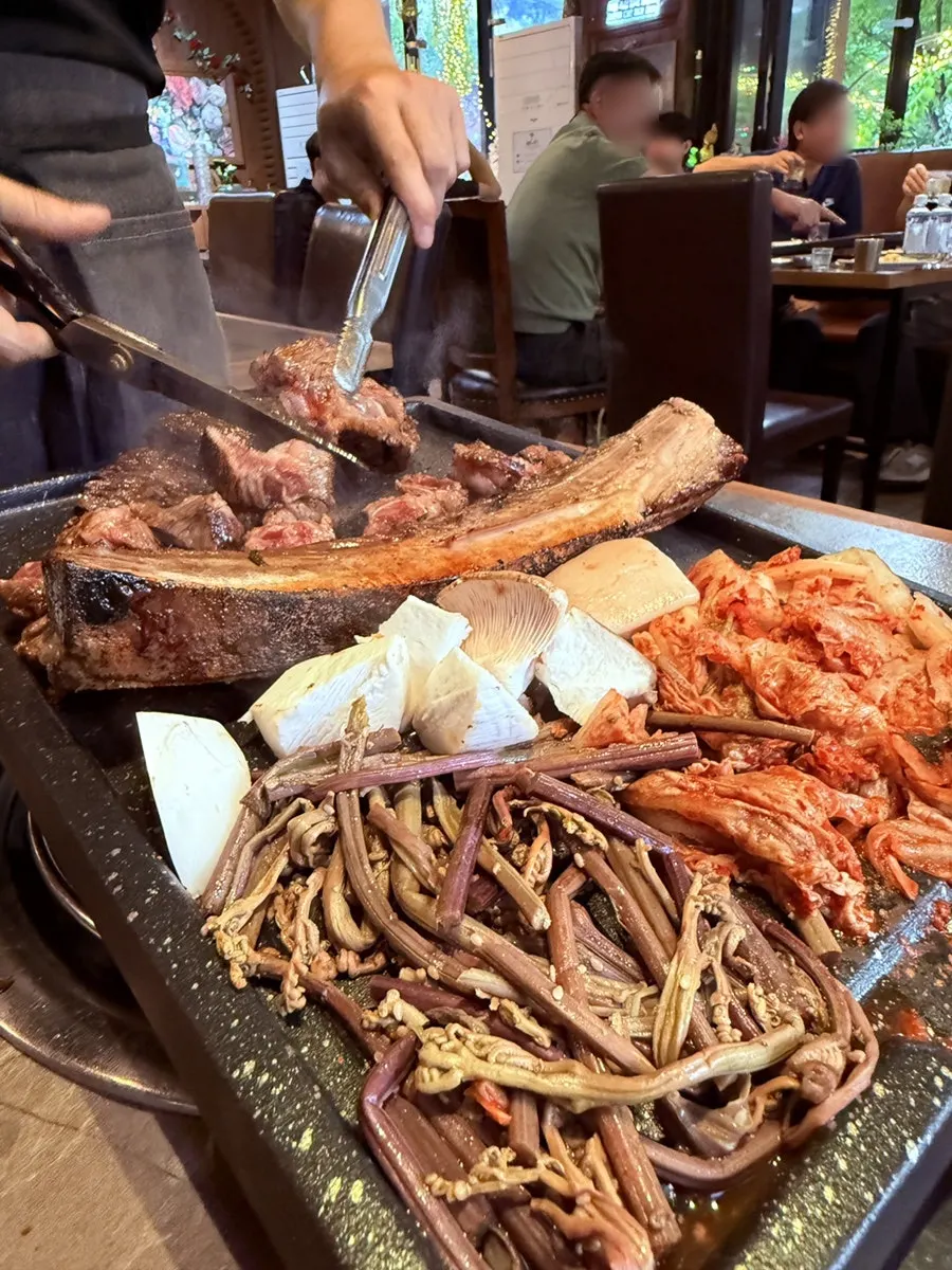 Close-up of marinated meat grilling to a golden brown