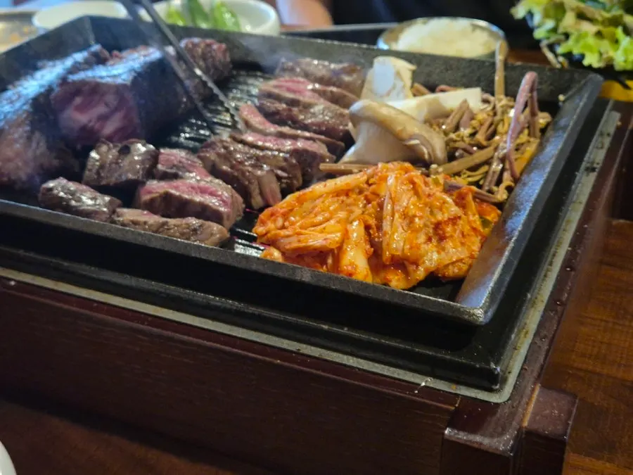 Prime rib grilled by staff