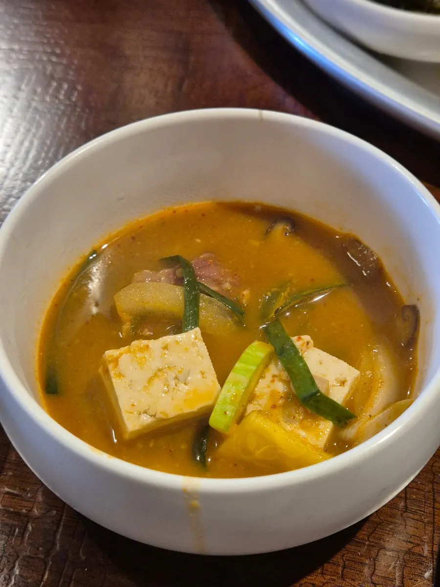 Cheonggukjang stew served with freshly cooked rice