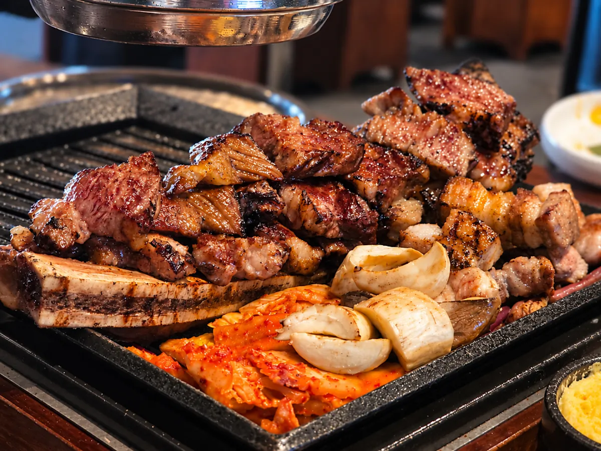 Grilled prime rib table setting at Jipbul Taebaek Suwon Ingye Branch