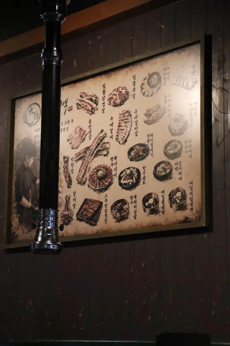 Menu board at Jipbul Taebaek Suwon Ingye Branch