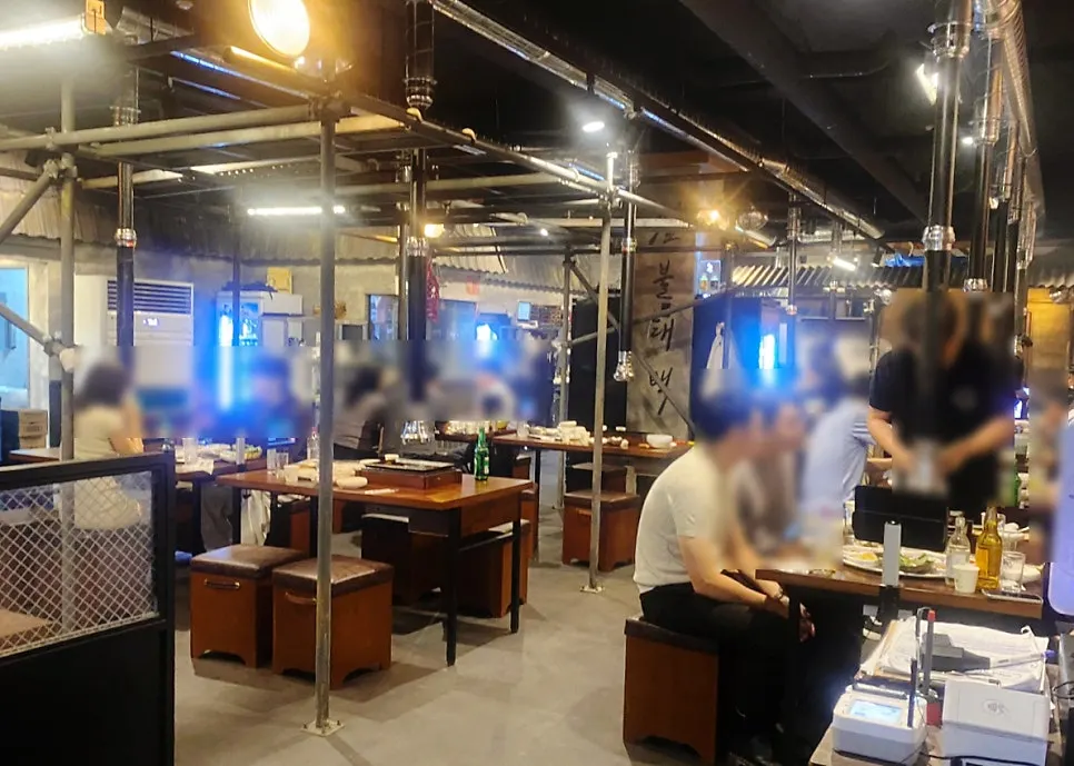 Restaurant filled with customers around 7pm