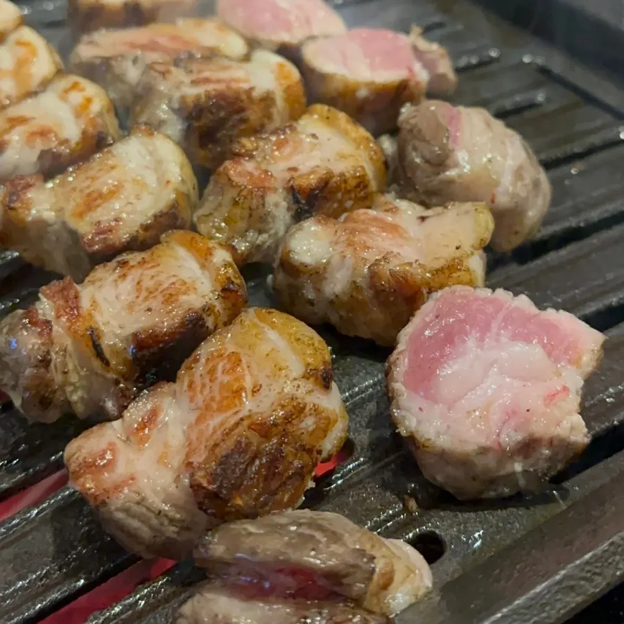 Cross-section of grilled pork belly