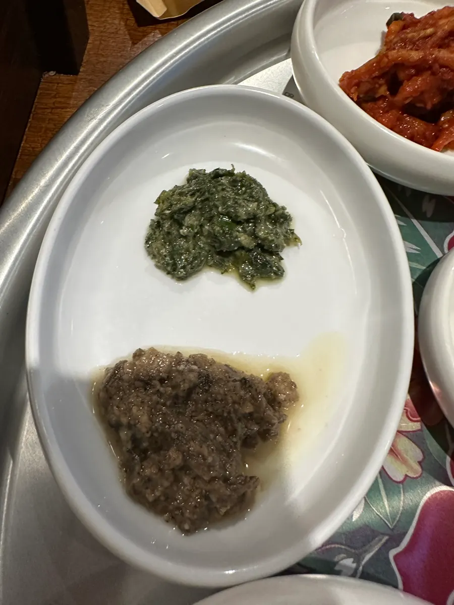 Plate with black sesame salt and sauce
