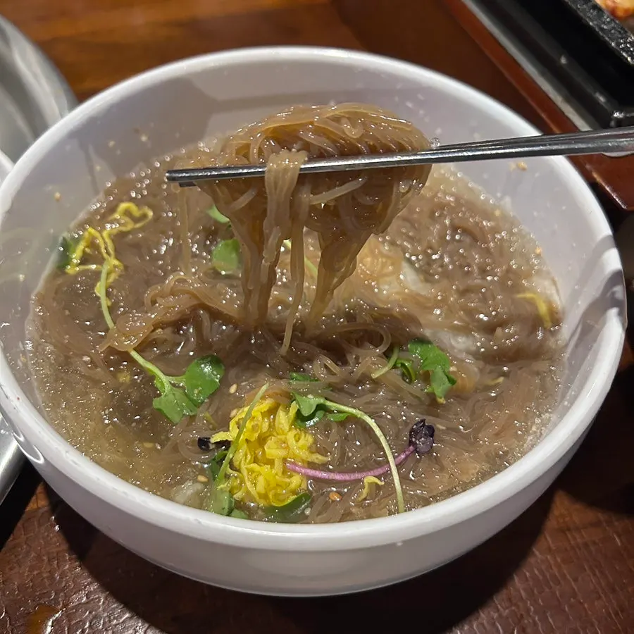 Buckwheat naengmyeon eaten to finish the meal