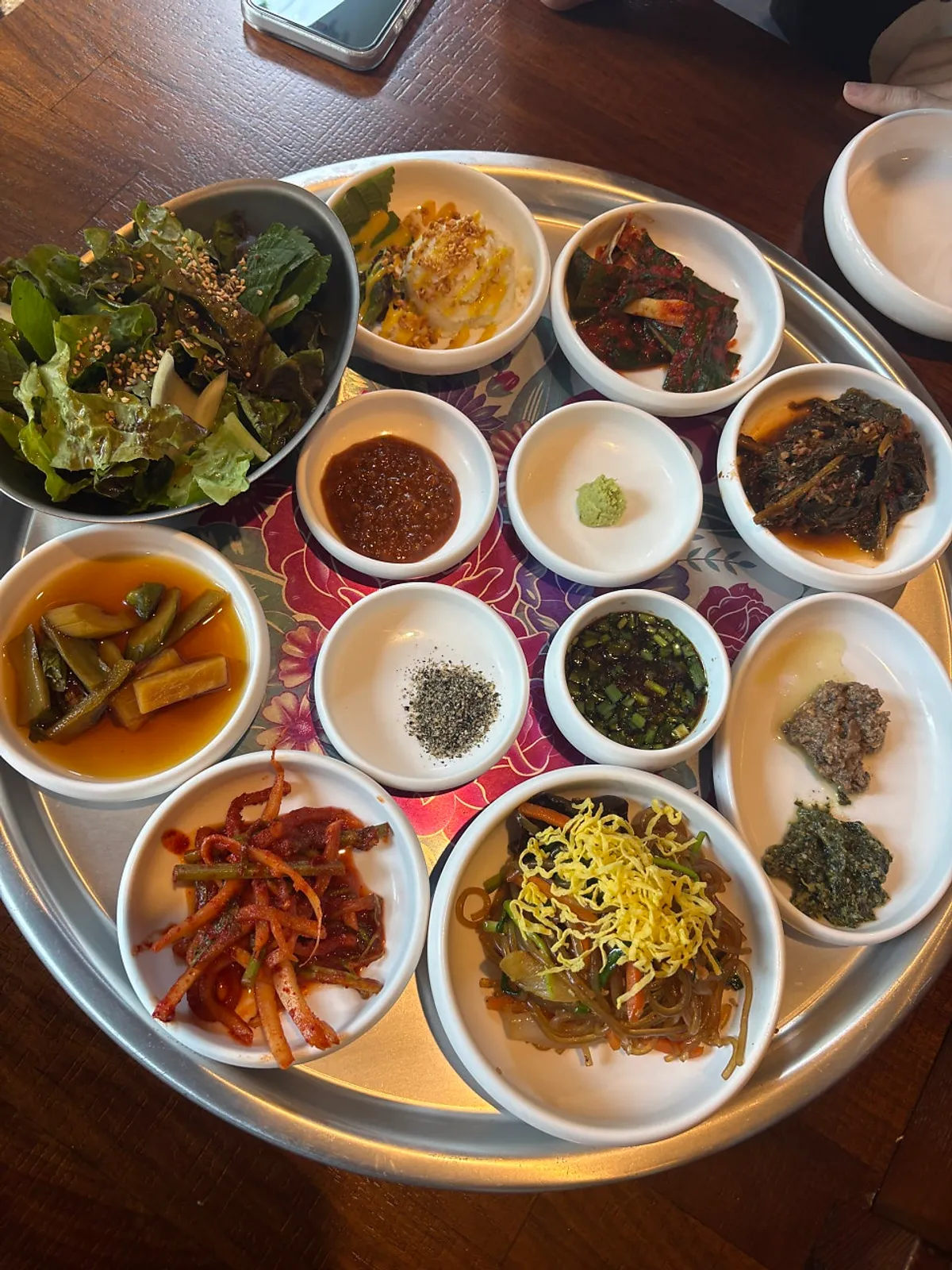 Table set with a wide variety of side dishes