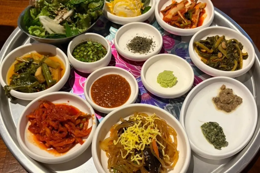 Prime ribs served with kimchi stew and rice