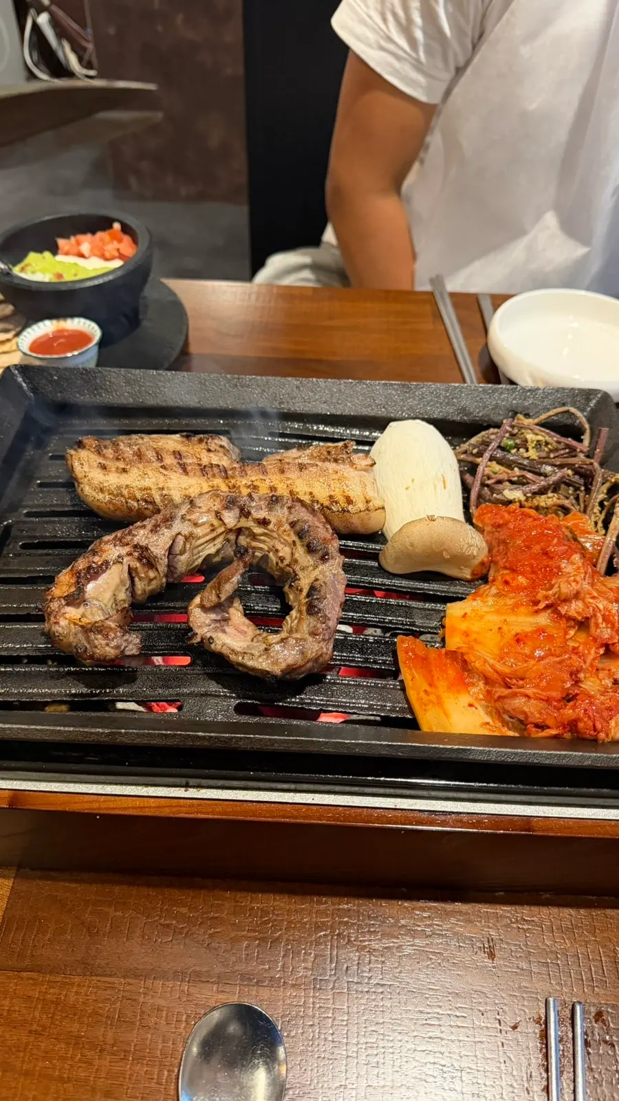 Meat with wasabi paired with sauce