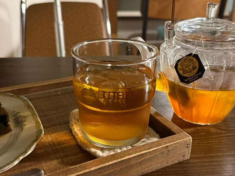 Iced Earl Grey tea poured over a cup of ice