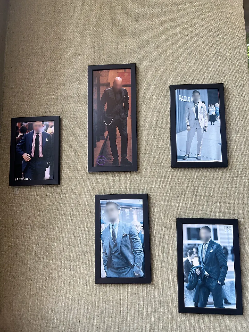 Interior of the custom suit shop with a consultation table
