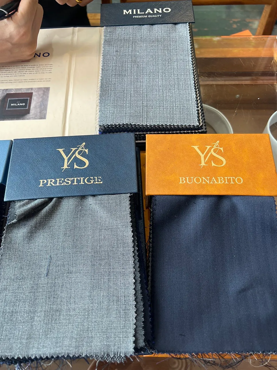 Collection of custom suit shirt fabric options