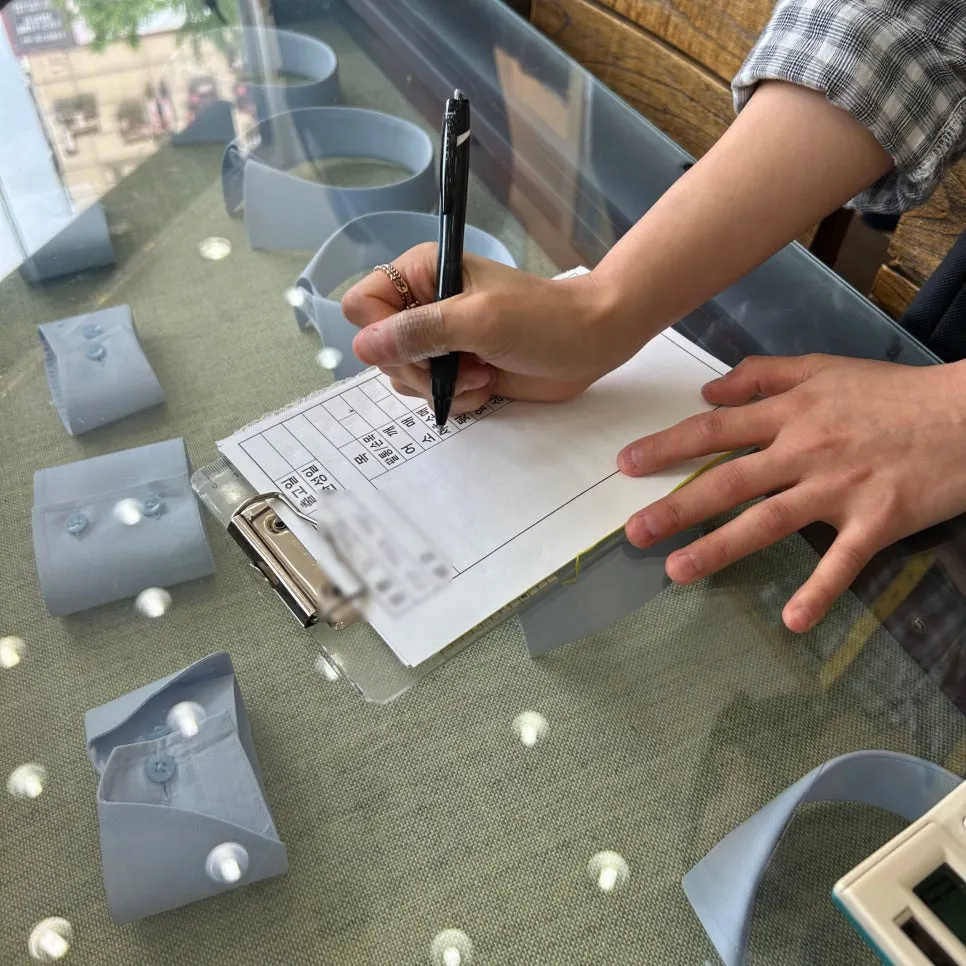 Consultation table for the by-appointment custom suit service