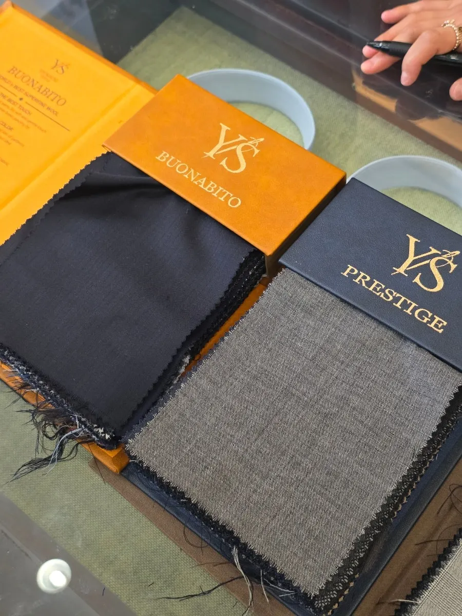 Fabric consultation for a father-of-the-groom suit