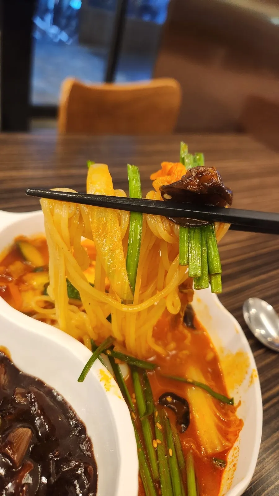 Jjamjjamyeon served quickly at the table