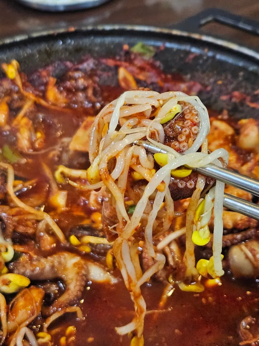 매콤한 양념의 쭈삼 클로즈업