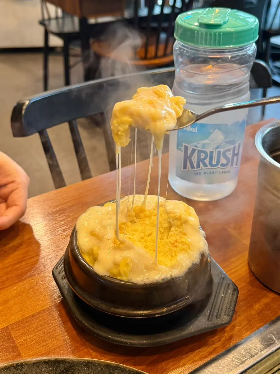 Corn cheese and steamed egg included with the set