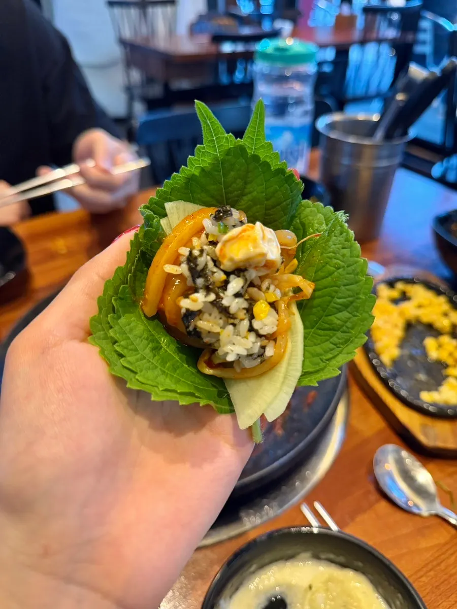A bite-sized wrap with octopus and pork belly