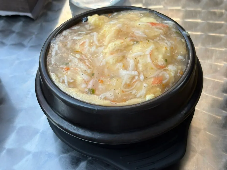 Crab egg custard served first