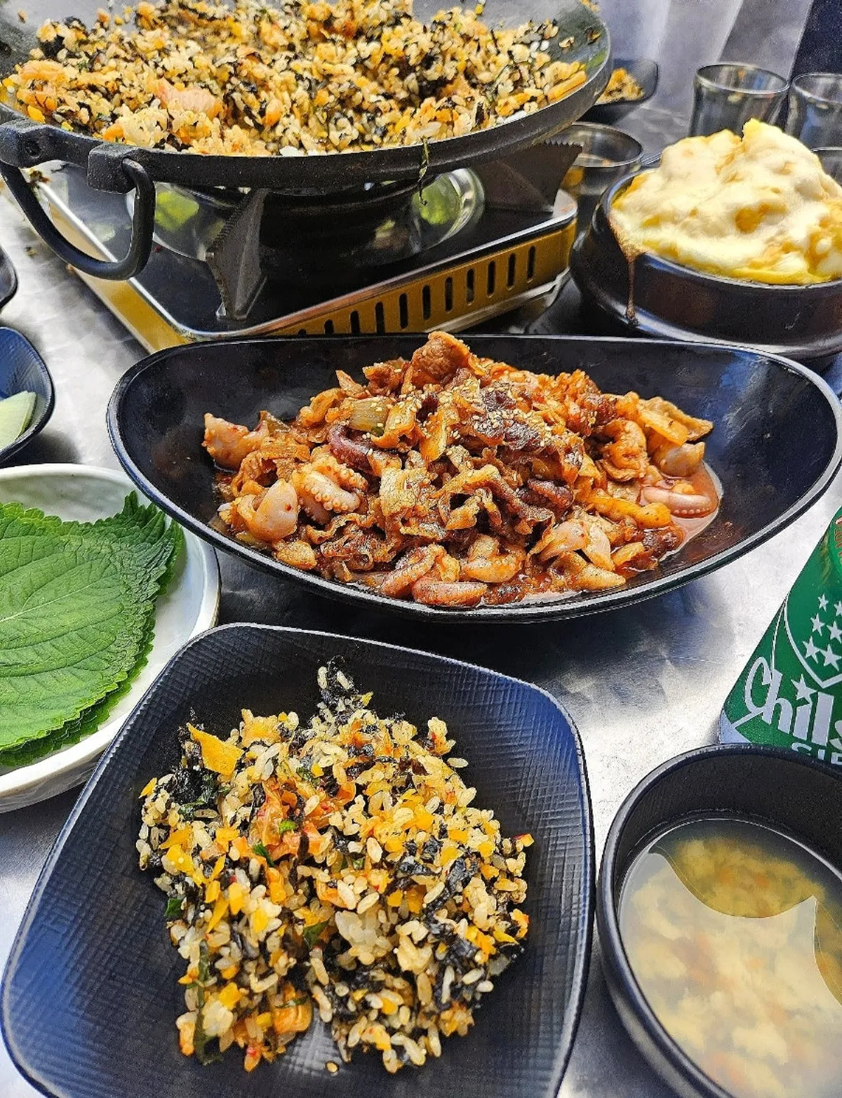 Octopus lunch spread at Jju Baksa Magok Branch